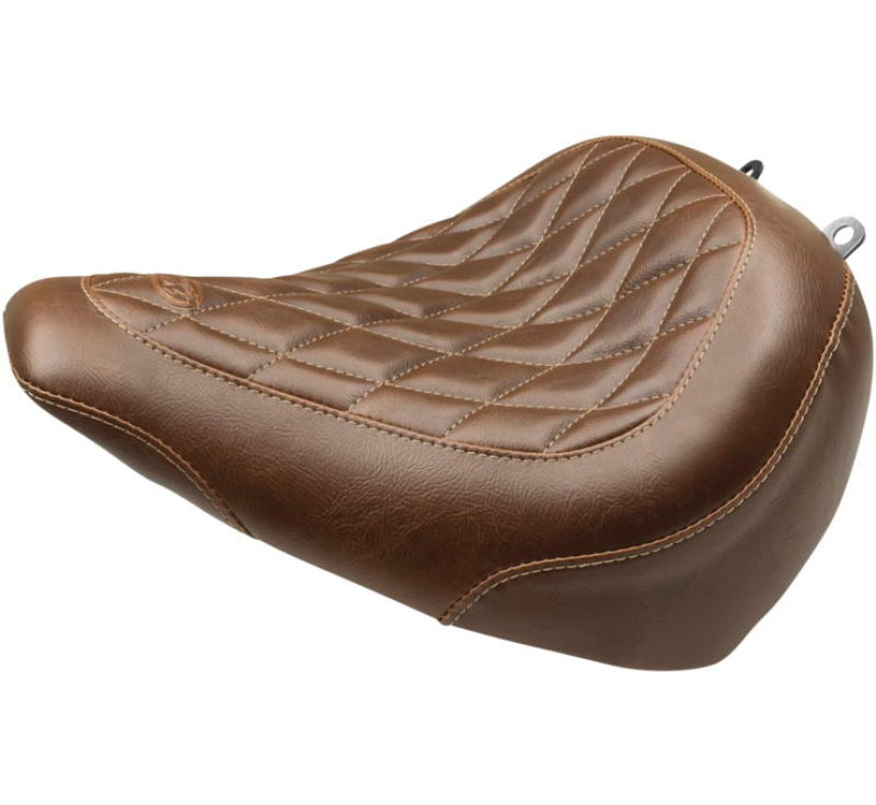 Mustang Harley Breakout Wide Tripper Solo Seat Diamond Stitch - Brown Solo Motorcycle Seats Mustang Motorcycle