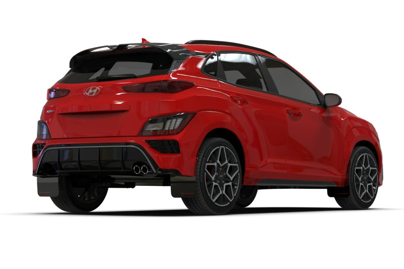 Rally Armor 22-23 Hyundai Kona N-Line Black UR Mud Flap w/Red Logo Mud Flaps Rally Armor