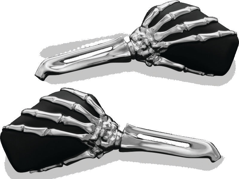 Kuryakyn Skeleton Hand Mirrors Chrome/Black Rear View Mirrors Kuryakyn