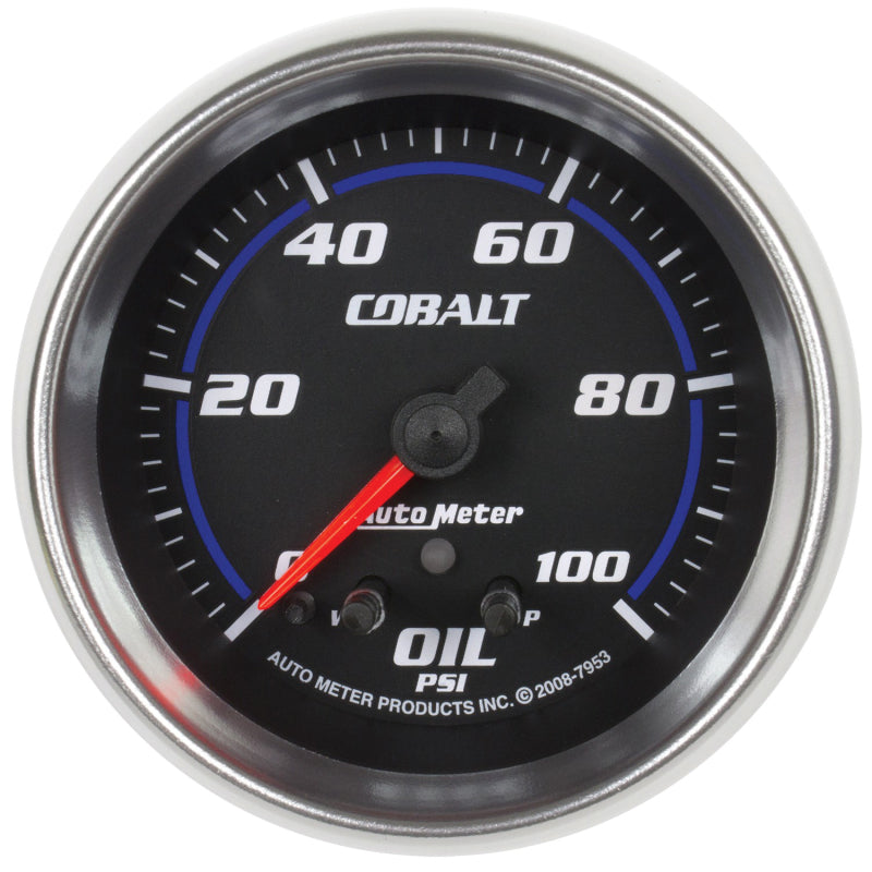 Autometer Cobalt Oil Pressure Gauge 2 5/8in 100PSI Stepper Motor w/ Peak and Warn Gauges AutoMeter