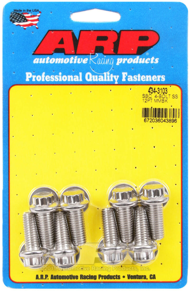 ARP SB Chevy 4-Bolt SS 12pt Motor Mount Bolt Kit Hardware Kits - Other ARP