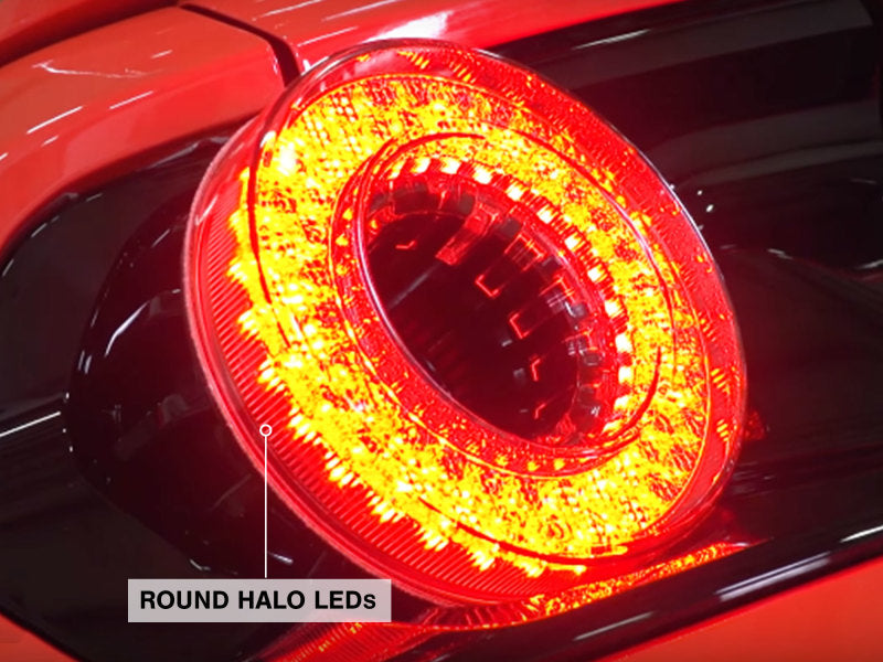 Raxiom 15-22 Ford Mustang Halo LED Tail Lights - Gloss Black Housing (Smoked Lens) Tail Lights Raxiom