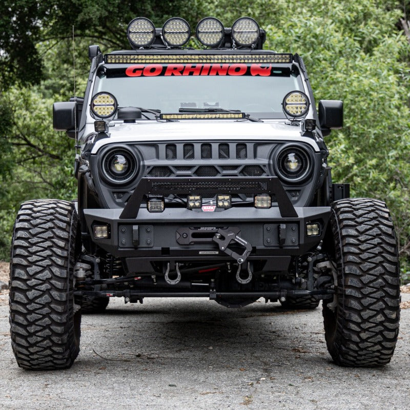 Go Rhino 18-26 Jeep Wrangler JL/JLU (Excl. LED Fog Lights) Trailline Front Stubby Bumper - Tex. Blk Bumpers - Steel Go Rhino
