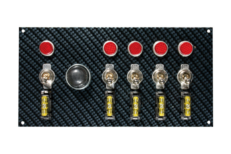 Moroso Toggle Switch Panel - Dash Mount - 4in x 7.75in - Grey/Black Fiber Design Switch Panels Moroso