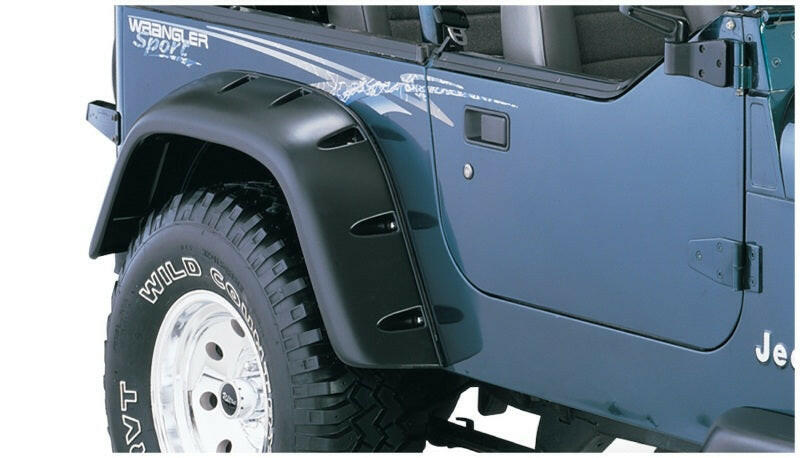 Bushwacker 87-95 Jeep Wrangler Cutout Style Flares 4pc Cutting Optional Not Renegade - Black Fender Flares Bushwacker