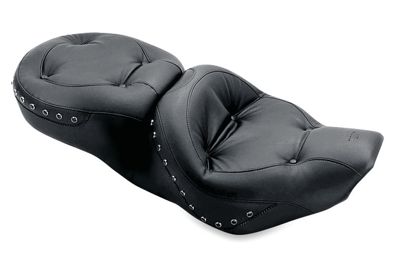 Mustang 97-07 Harley Rd King, 06-07 Str Glide, 00-05 Eagle Tour 1PC Seat w/Blk Pearl Studs - Black One-Piece Motorcycle Seats Mustang Motorcycle