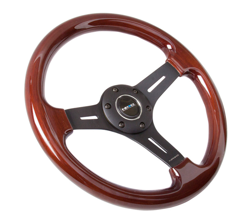NRG Classic Wood Grain Steering Wheel (330mm) Wood Grain w/Matte Black 3-Spoke Center Steering Wheels NRG