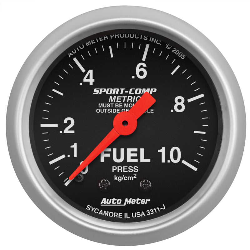 AutoMeter Gauge Fuel Pressure 2-1/16in. 1.0Kg/Cm2 Mechanical Sport-Comp Gauges AutoMeter