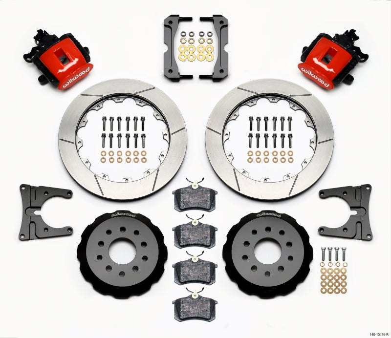 Wilwood Combination Parking Brake Rear Kit 12.88in Red 2005-2014 Mustang Brake Calipers - Perf Wilwood