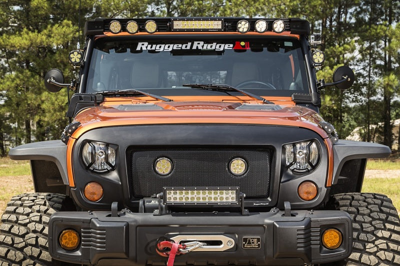 Rugged Ridge 07-18 Jeep Wrangler JK/JKU Textured Black Elite Headlight Euro Guards Light Covers and Guards Rugged Ridge