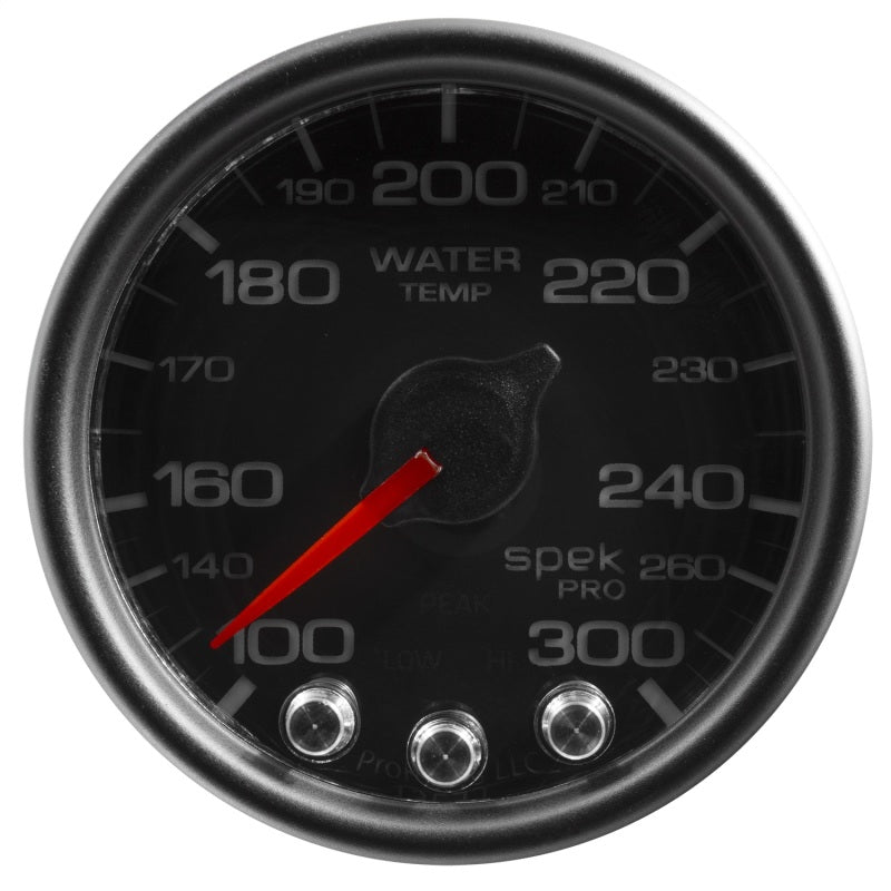 Autometer Spek-Pro Gauge Water Temp 2 1/16in 300f Stepper Motor W/Peak & Warn Blk/Blk Gauges AutoMeter