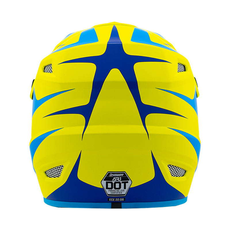 Answer 26 AR1 Mototown Helmet Matte Hyper Acid/Cyan/Dark Blue Youth - Small Helmets and Accessories Answer