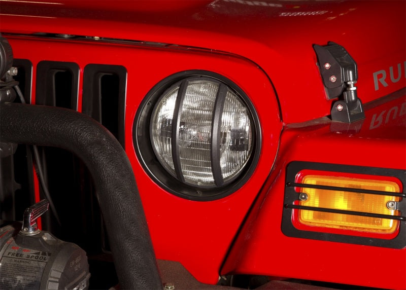 Rugged Ridge Headlight Bezels Black 97-06 Jeep Wrangler Light Mounts Rugged Ridge