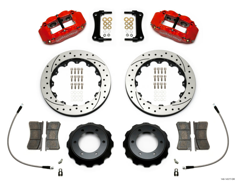 Wilwood Narrow Superlite Red 6R Front Kit 12.88in Drilled Rotor w/ Lines 05-15 Toyota Tacoma Brake Calipers - Perf Wilwood