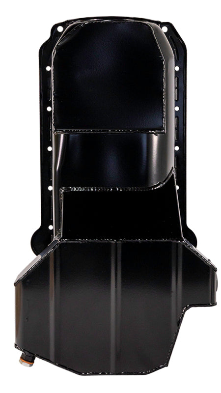 Moroso 80-85 Chevrolet SBC (w/Passenger Side Dipstick) Wet Sump 5.5qt 7.5in Steel Oil Pan - Black Oil Pans Moroso