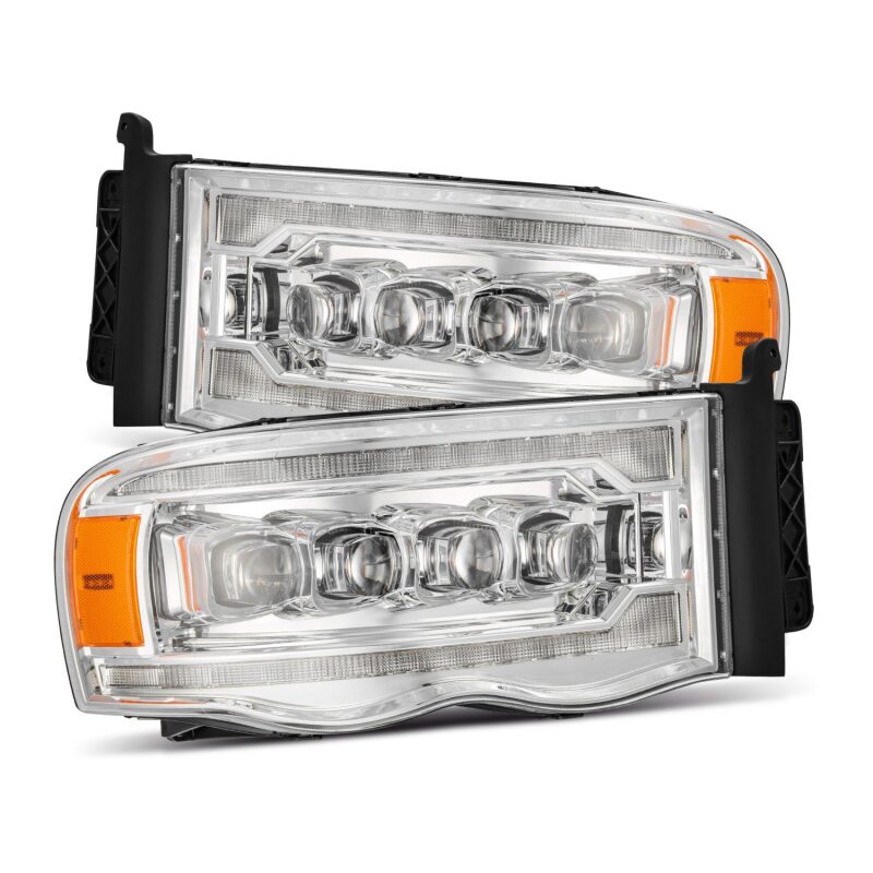 AlphaRex 02-05 Dodge Ram 1500 NOVA LED Proj Headlights Plank Style Chrome w/Activ Light/Seq Signal Headlights AlphaRex