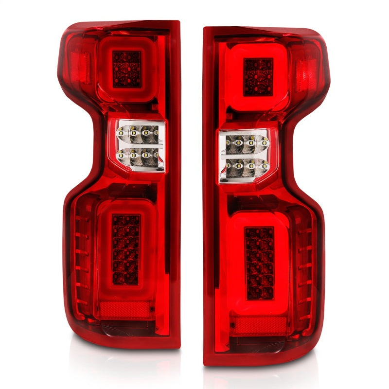ANZO 19-21 Chevy Silverado Work Truck Full LED Taillights Chrome Housing Red Lens G2(w/C light Bars) Tail Lights ANZO