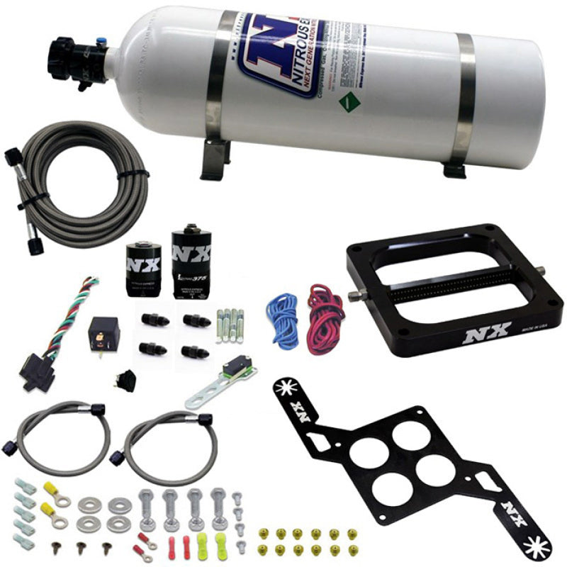 Nitrous Express 4500 RNC Conventional Nitrous Plate Kit w/.375in Solenoid w/15lb Bottle Nitrous Systems Nitrous Express