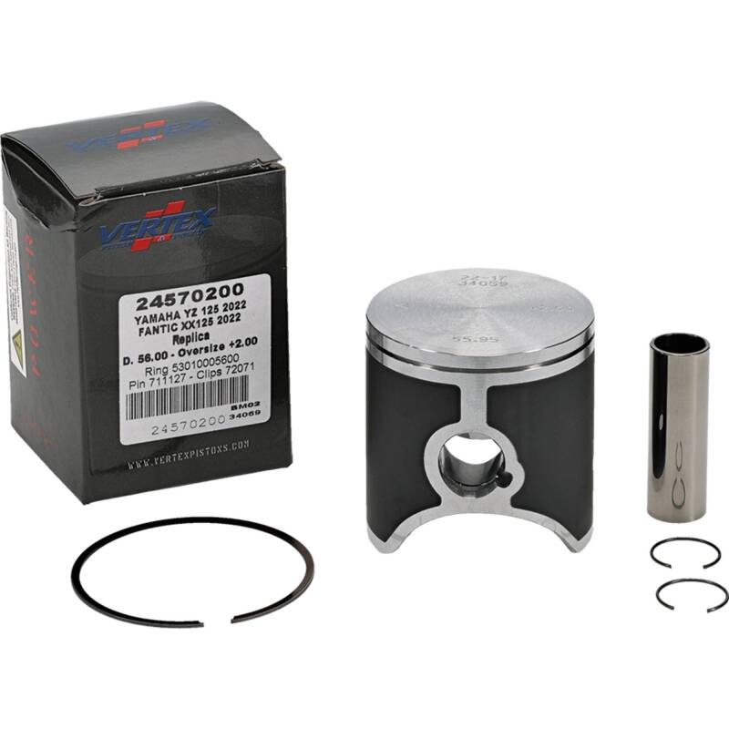 Vertex Piston 2023 Fantic Motor XE 125 125cc +2.00mm Oversized Cast Replica Piston Kit Piston Sets - Powersports Vertex Pistons