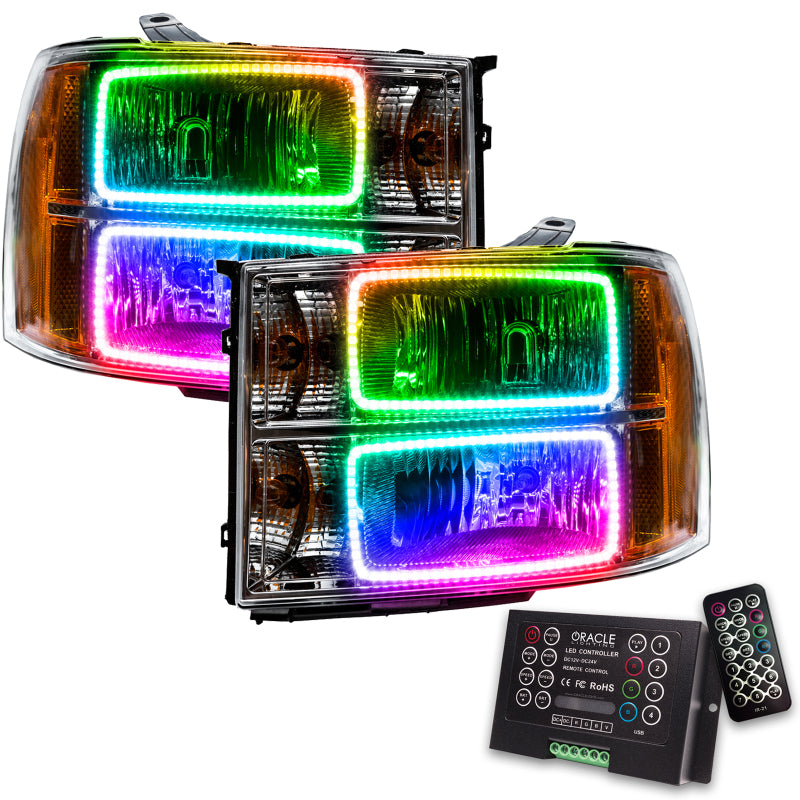 Oracle 07-13 GMC Sierra SMD HL - Square Ring Design - ColorSHIFT w/ 2.0 Controller Headlights ORACLE Lighting