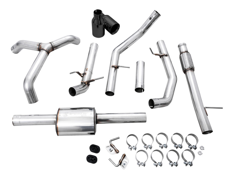 AWE Tuning 4th Gen GM 1500 5.3L 0FG Cat-Back Split Rear Exit (Flat Bumper) - Dual Diamond Tips Catback AWE Tuning