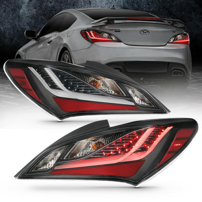 ANZO 10-13 Hyundai Genesis 2DR LED Taillights Smoke Tail Lights ANZO