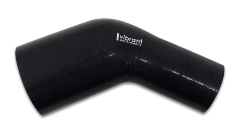 Vibrant 3.50in ID x 3.25in ID Gloss Black Silicone 45 Degree Transition Elbow Silicone Couplers & Hoses Vibrant
