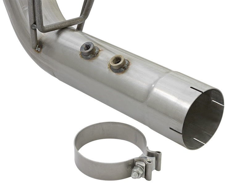 aFe ATLAS 4in DPF-Back Alum Steel Exhaust System w/Dual Exit Polished Tip 2017 GM Duramax 6.6L (td) DPF Back aFe