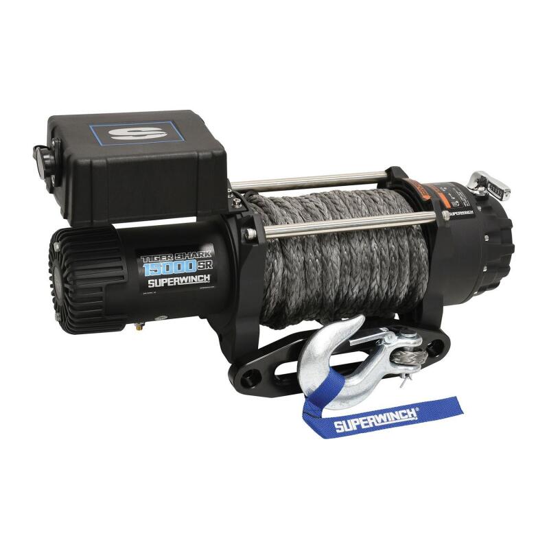 Superwinch 15000 LBS 12V DC 15/32in x 78ft Synthetic Rope Tiger Shark 15000SR Winch Winches Superwinch