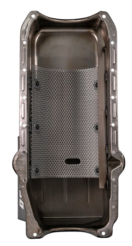 Moroso 86-Up Chevrolet SBC (w/1 Piece Rear Main Seal) Wet Sump 7qt 8.25in Steel Oil Pan - Black Oil Pans Moroso