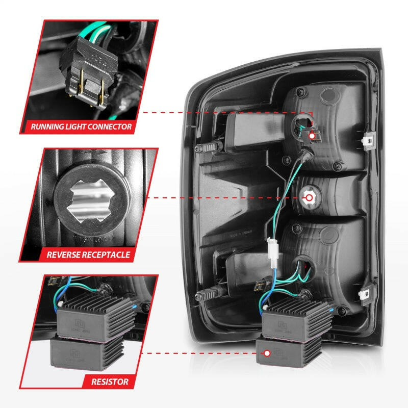 ANZO 15-19 Chevy Silverado 2500HD/3500HD (Halgn Only) LED Tail Lights w/Black Light Bar & Clear Lens Tail Lights ANZO