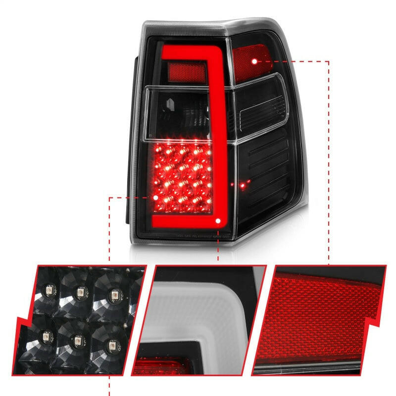 ANZO 07-17 Ford Expedition LED Taillights w/ Light Bar Black Housing Clear Lens Tail Lights ANZO