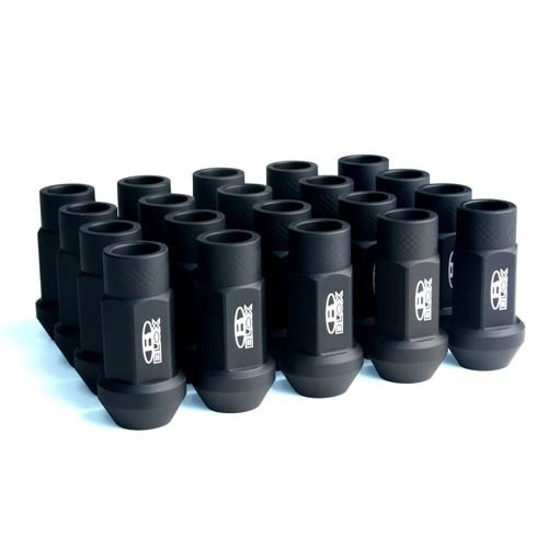 BLOX Racing Street Series Forged Lug Nuts - Flat Black 12 x 1.5mm - Set of 20 (New Design) Lug Nuts BLOX Racing