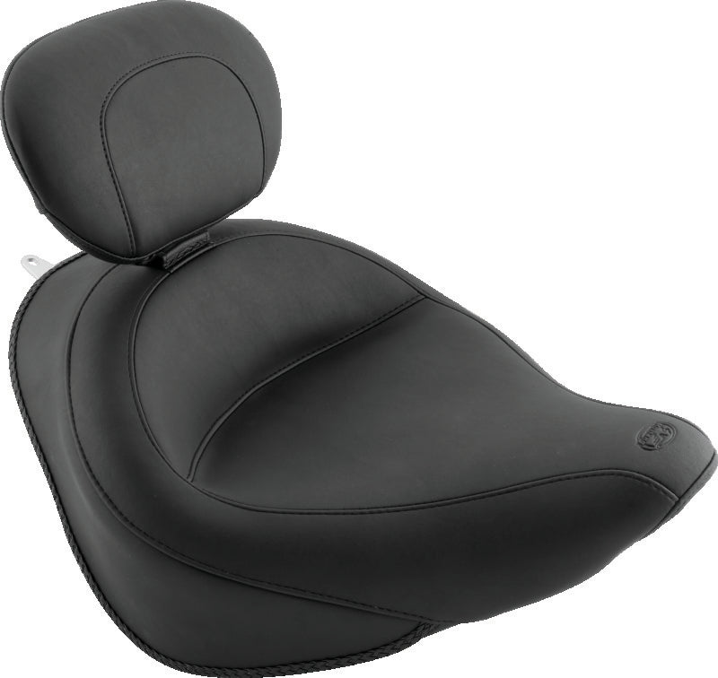 Mustang 06-17 Harley Softail Wide Tire (200mm) Wide Touring Solo Seat w/Driver Backrest - Black Solo Motorcycle Seats Mustang Motorcycle