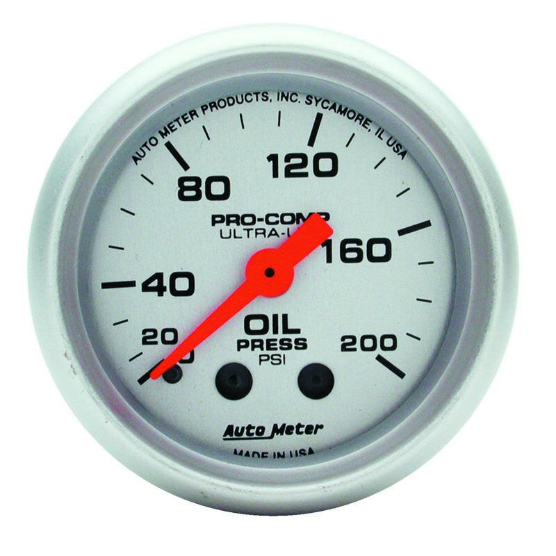 Autometer Ultra-Lite 52mm 0-200 PSI Mechanical Oil Pressure Gauge Gauges AutoMeter