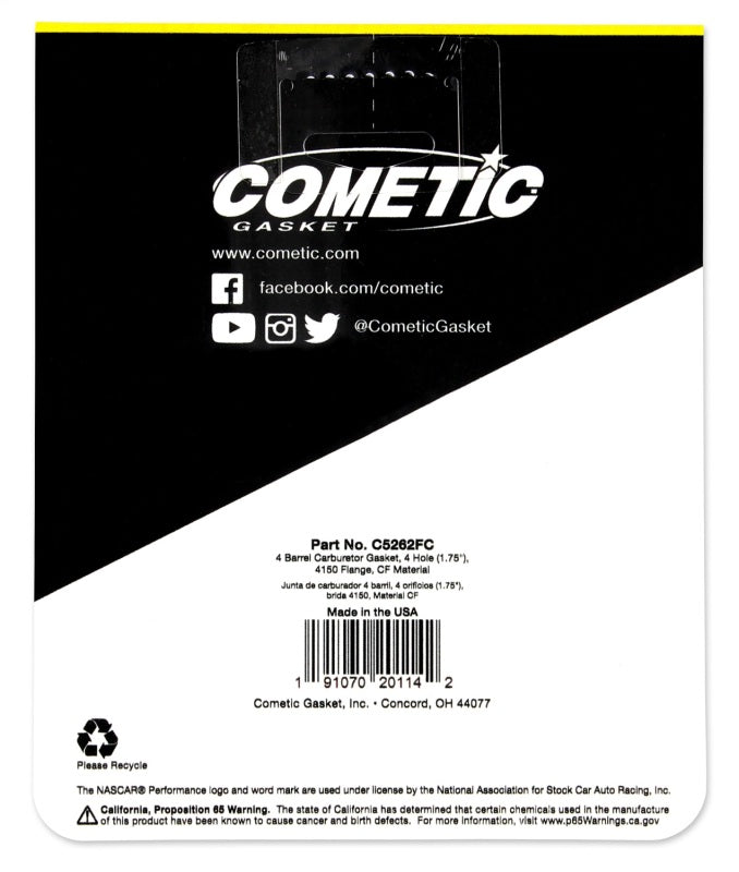Cometic Holley 4 BBL .060in Fiber Carburetor Mounting Gasket - 4 Hole - 1.750in Holes Gasket Kits Cometic Gasket