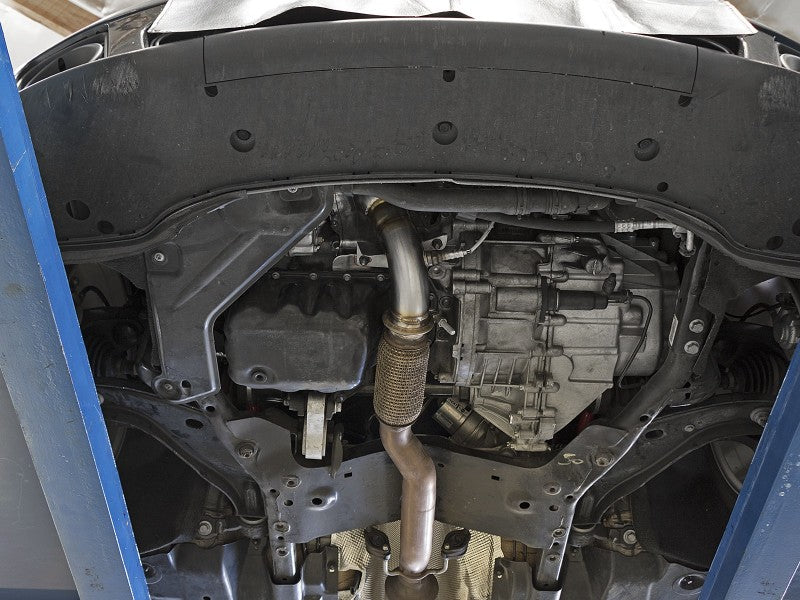 aFe 09-13 MINI Cooper S (R56) L4 1.6L (t) Twisted Steel Down Pipe 2-1/2in 304 Stainless Steel w/ Cat Downpipes aFe