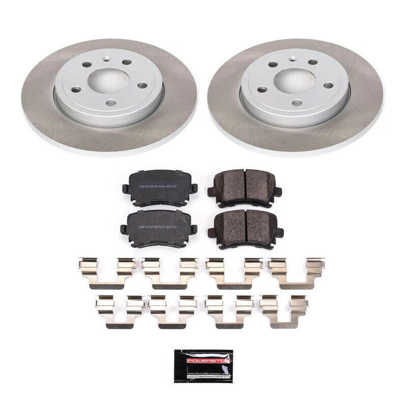 Power Stop 05-09 Audi A4 Quattro Rear Semi-Coated Rotor Kit Brake Kits - Performance Blank PowerStop