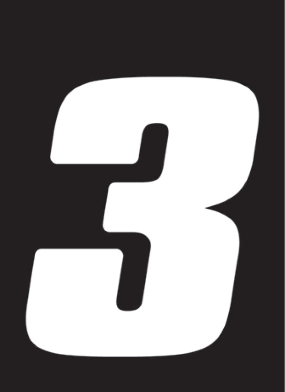 Hardline Dirt Digits 3pk 7 in. - High Gloss Number 3 - White Stickers/Decals/Banners Hardline