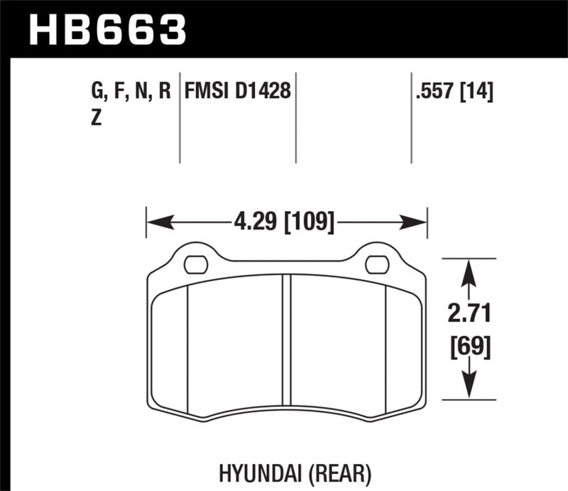Hawk 10 Hyundai Genesis Coupe (Track w/ Brembo Breaks) Performance Ceramic Street 14mm Rear Brake Pa Brake Pads - Performance Hawk Performance