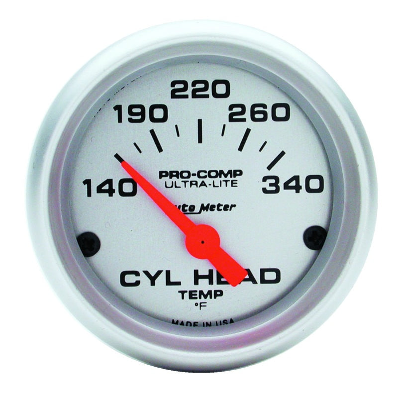 AutoMeter Gauge Cylinder Head Temp 2-1/16in. 140-340 Deg. F Electric Ultra-Lite Gauges AutoMeter