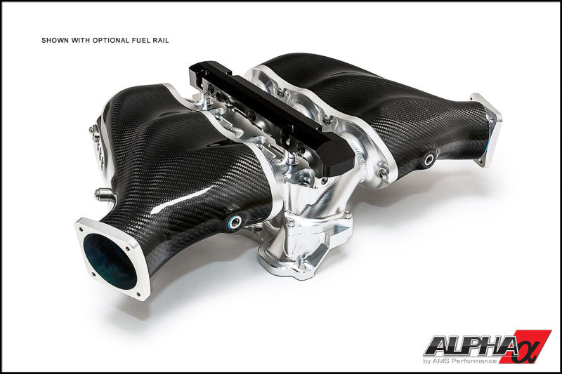 AMS Performance 2009+ Nissan GT-R Alpha Carbon Fiber/Billet Intake Manifold w/Std Fuel Rail - Clear Intake Manifolds AMS