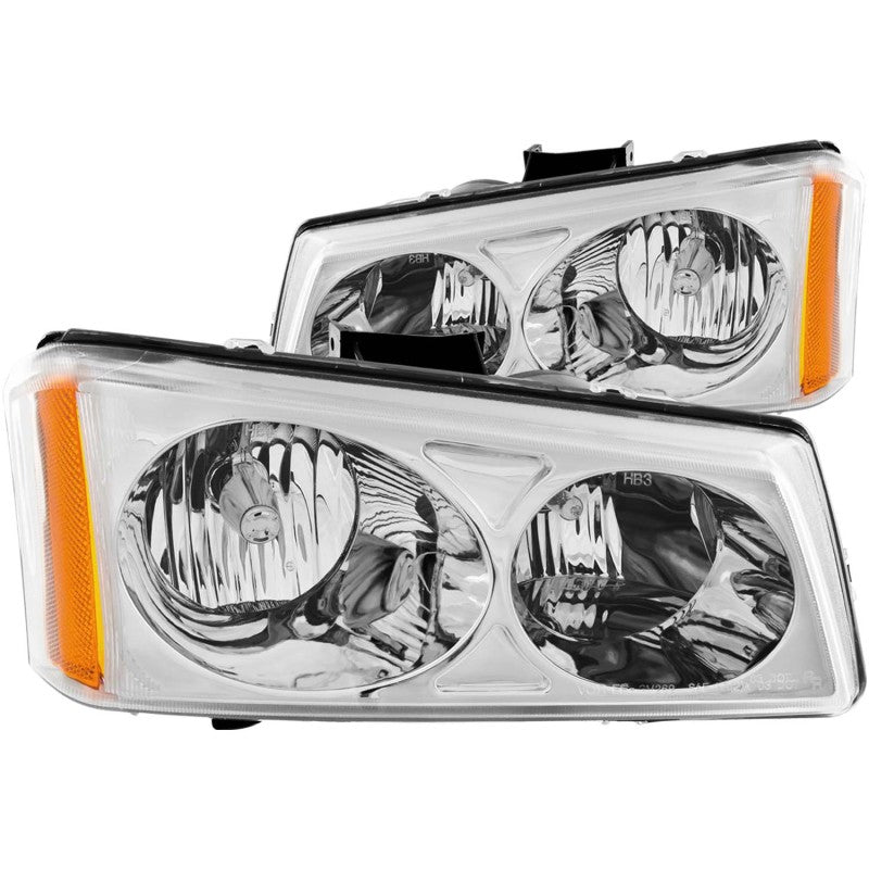 ANZO 2003-2006 Chevrolet Silverado 1500 Crystal Headlights Chrome Headlights ANZO