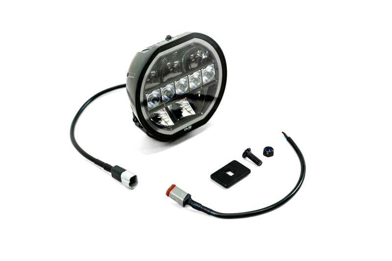DV8 Offroad 7in Halo Elite Round Light w/ Accent Halo - White/Amber Light Bars & Cubes DV8 Offroad