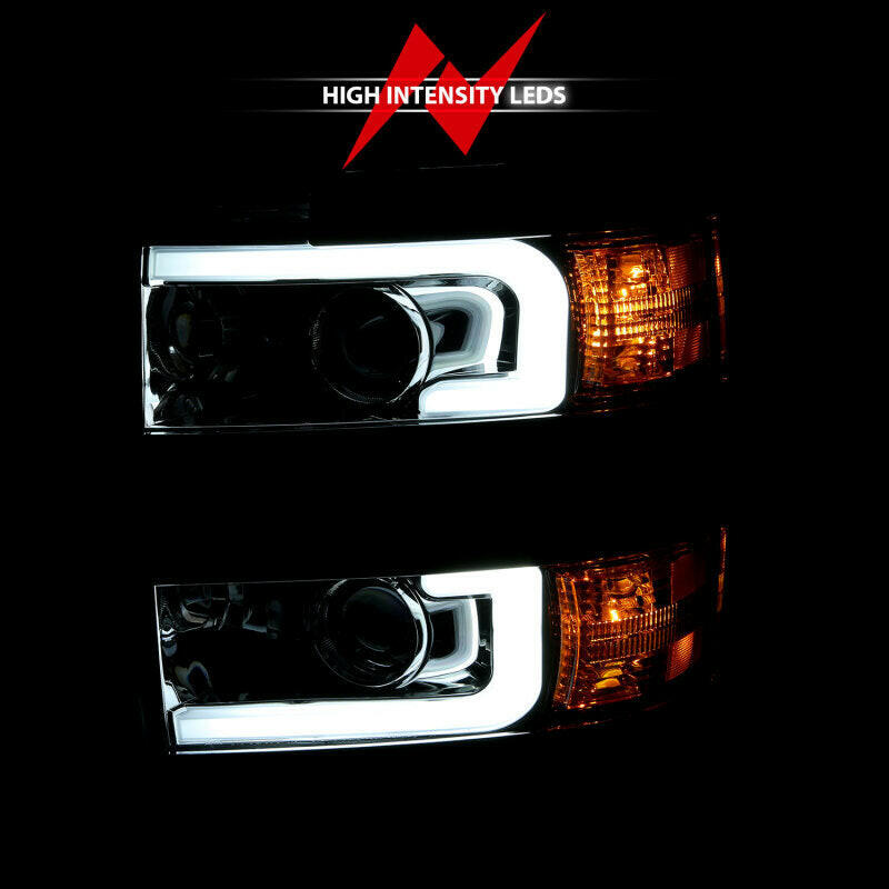 ANZO 2015-2016 Chevrolet Silverado Projector Headlights w/ Plank Style Design Chrome w/ Amber Headlights ANZO