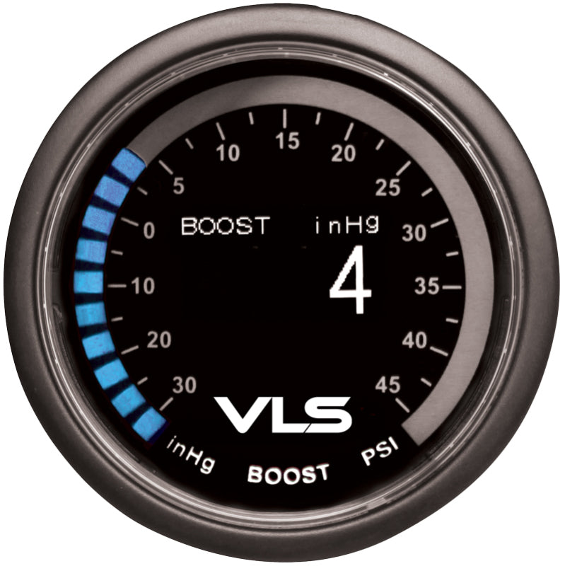 Revel VLS 52mm 30inHg-45PSI Digital OLED Boost Gauge Gauges Revel