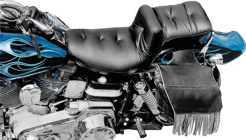 Mustang 58-84 Harley FX/FL Duke Extra Wide 1PC Seat Regal - Black One-Piece Motorcycle Seats Mustang Motorcycle