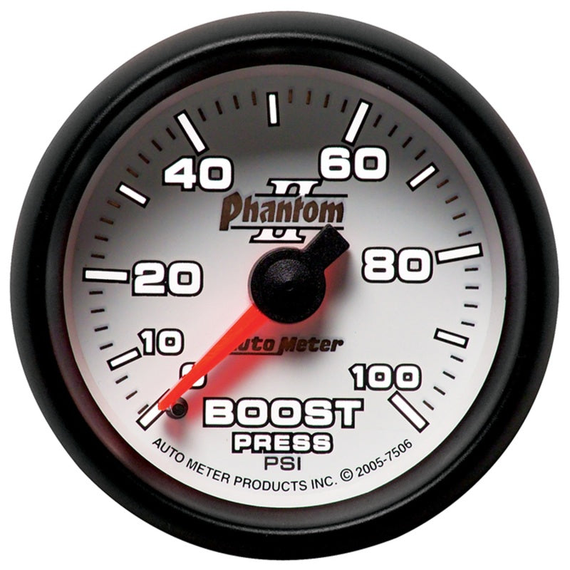 Autometer Phantom II 52.4mm Mechanical 0-100psi Boost Gauge Gauges AutoMeter