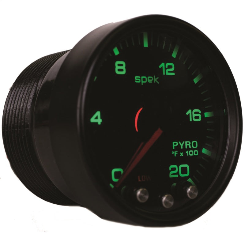 Autometer Spek-Pro Gauge Pyro. (Egt) 2 1/16in 2000f Stepper Motor W/Peak & Warn Blk/Smoke/Blk Gauges AutoMeter