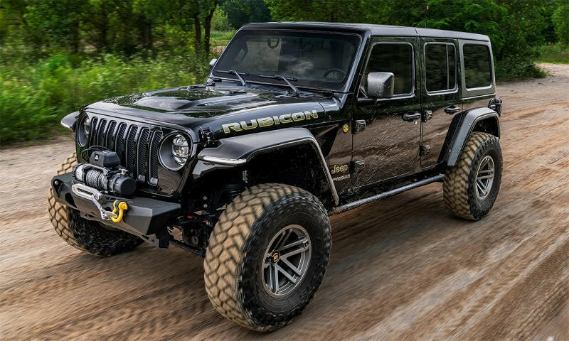 Bushwacker 18-21 Jeep Wrangler JL (2-Door & 4-Door) Flat Style Flares 4pc - Black Fender Flares Bushwacker